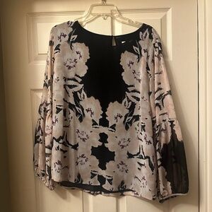 NWT Calvin Klein XL Floral Balloon Sleeve Blouse Multicolor Statement Top